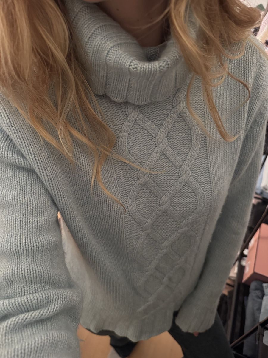Tommy Hilfiger Maglioni & Felpe: Tommy Hilfiger Rollkragenpullover hellblau mit Zopfmuster  – Usato da Kilchberg ZH venduto da natiimlr 1
