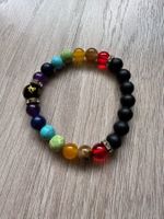 Chakra Armband scharz mit bunten Perlen