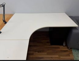 Eckschreibtisch Ikea Galant + Zusatzplatte, höhenverstellbar