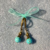 NEU/RAR: Turquoise Ohrringe antik Messing Vintage Optik
