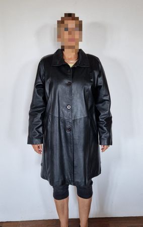 HAVAS Echtleder Mantel Schwarz Gr. L - Eleganter Schnitt