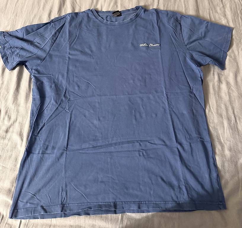 T-shirt: Blaues T-Shirt mit Schrift  – Usato da Wädenswil venduto da dom_pz5d