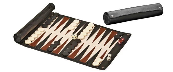 Giochi: Backgammon de voyage enroulable - similicuir – Nuovo e nell'imballaggio originale da Boudry venduto da step2blind
