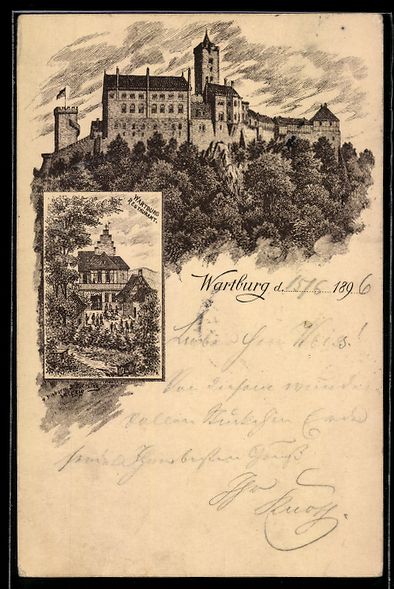 Cancelleria postale: Litho Wartburg, Blick zur Wartburg, Rest – Usato da Berlin venduto da bartko-reher