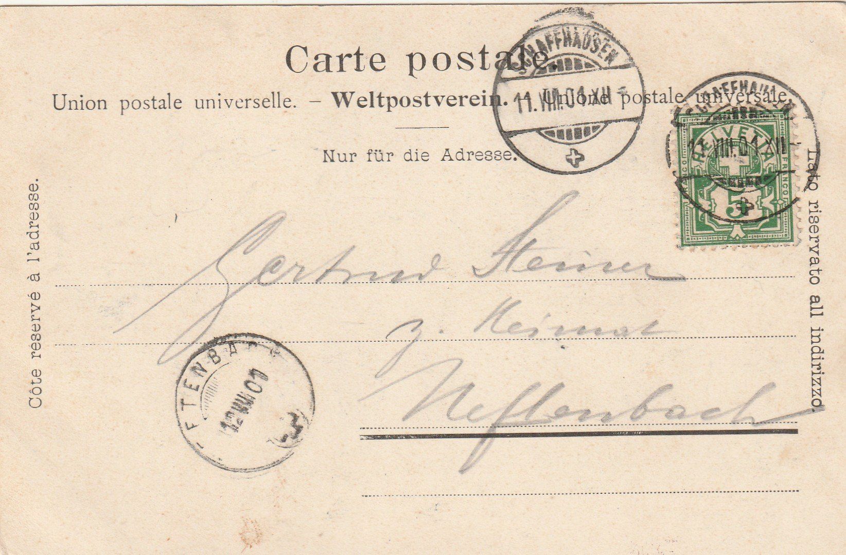 Ansichtskarten: Schaffhausen Jahrhundert-Feier 1901 – Gebraucht aus Rorschacherberg von fratovi2 1