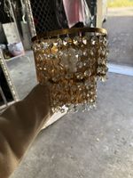 Wandlampe aus Gold, Messing und Kristall