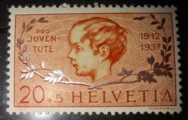 Pro Juventute 1937 J83 Ret. A von Helvetia retouchiert 