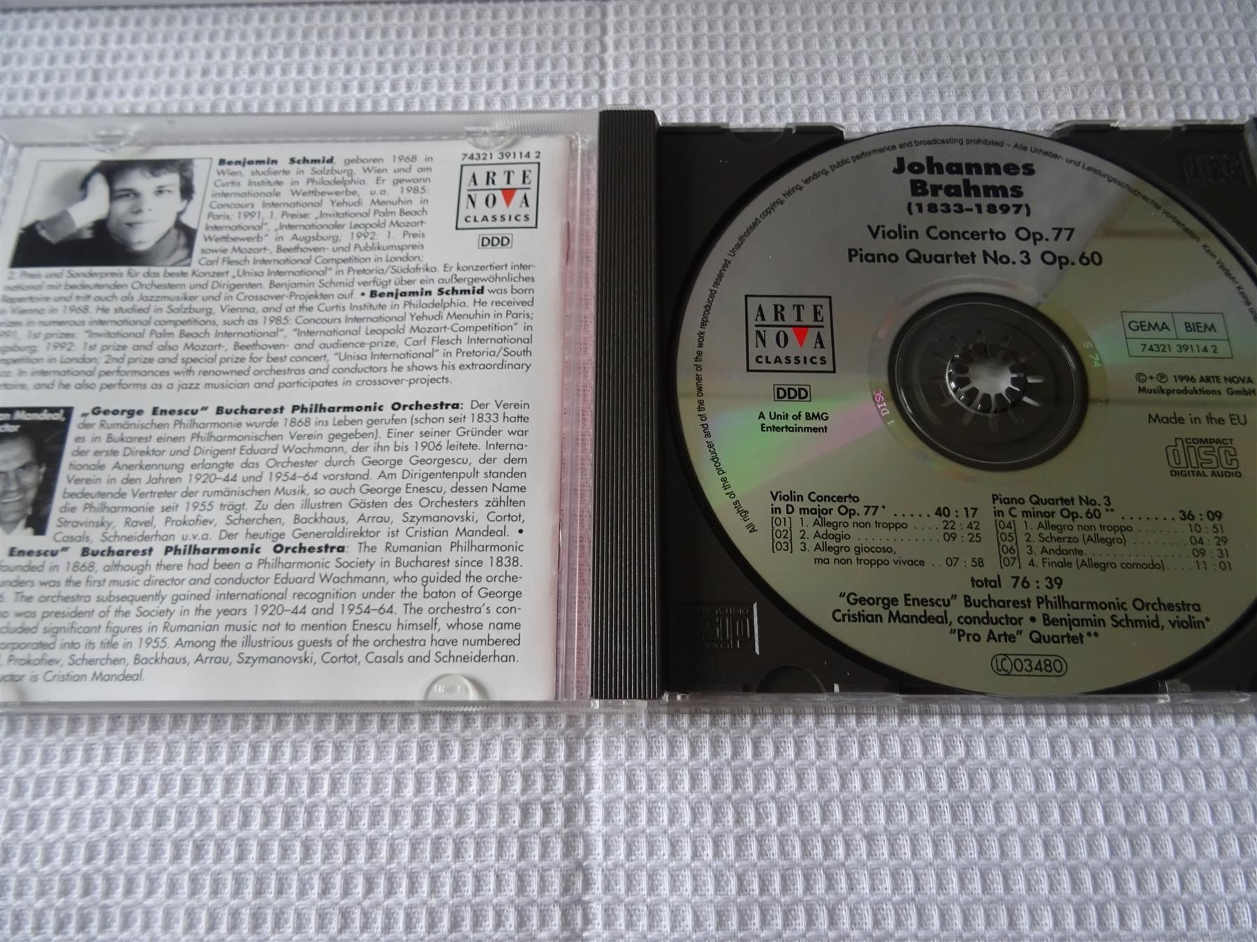 CD: Johannes Brahms, Violinkonzert – Usato da Bilten venduto da Bora3 2