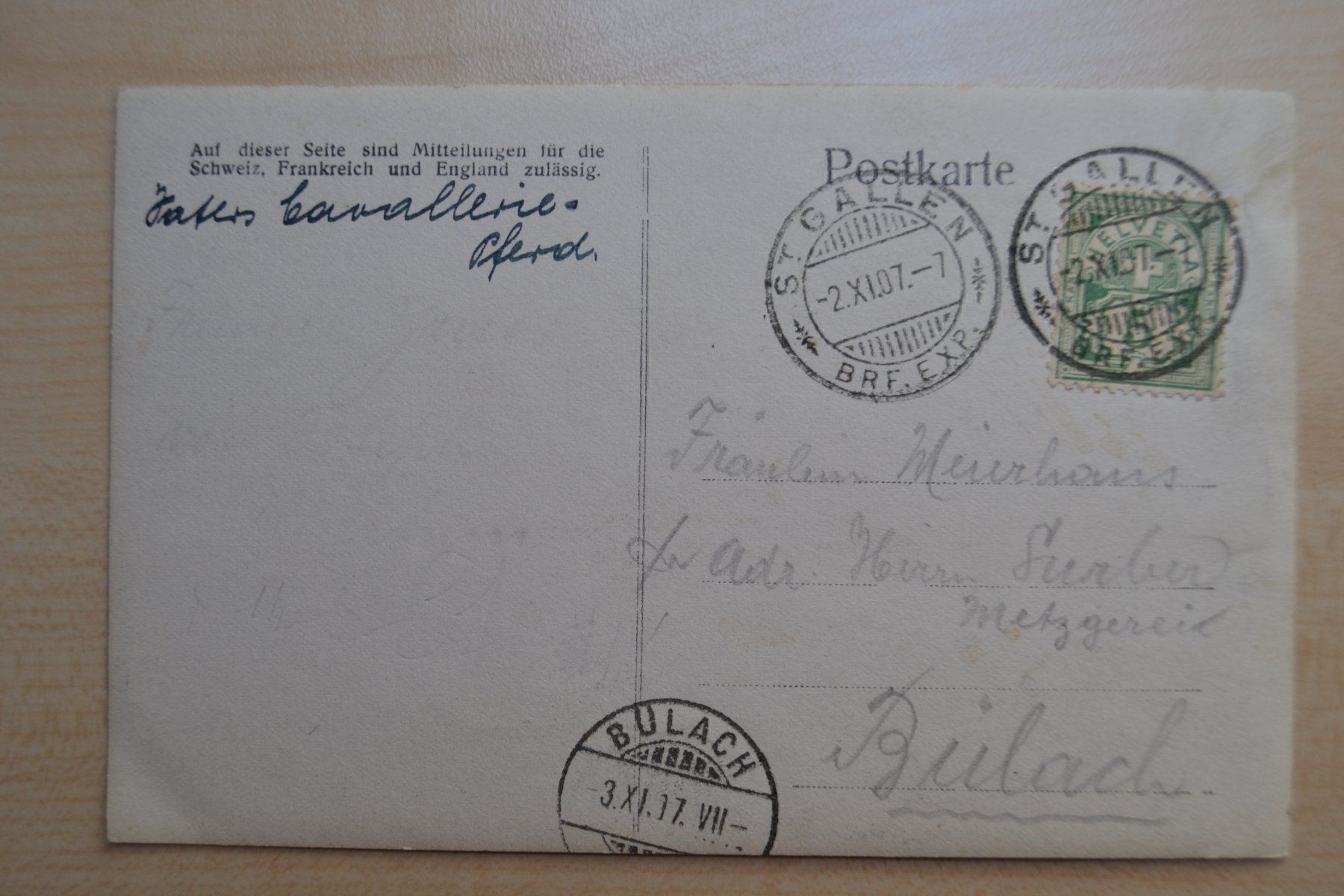 Cartes postales: St. Gallen Kavalleriepferd – D'occasion à Beinwil am See par kajak55 1
