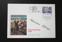 Sonderbrief Schwingerkönig Adrian Käser 1989 mit Autogramm