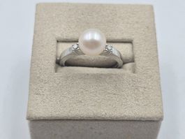 Ring Silber 925 Süsswasserperle Zirkonia Gr. 52