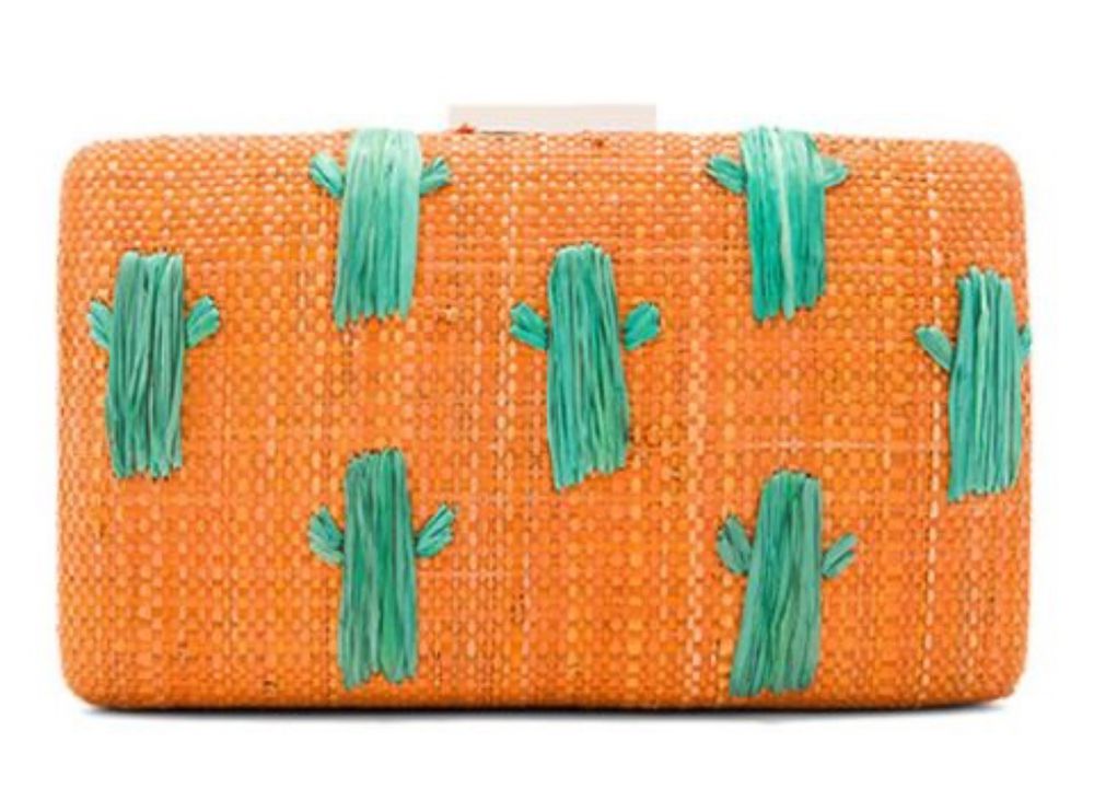 Clutch Von Kayu Orange Mit Kakteen Aus Bast 