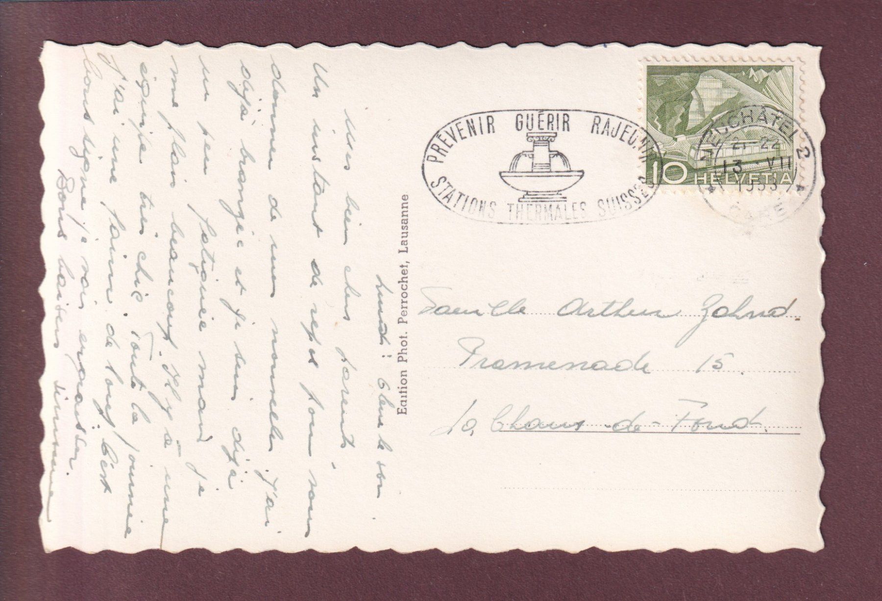 Cartoline postali: NEUCHÂTEL - Quai Osterwald - 1953 – Usato da Pully venduto da nicecards 1