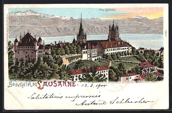 Cartoline postali: Lithographie Lausanne, Vue generale – Usato da Berlin venduto da bartko-reher