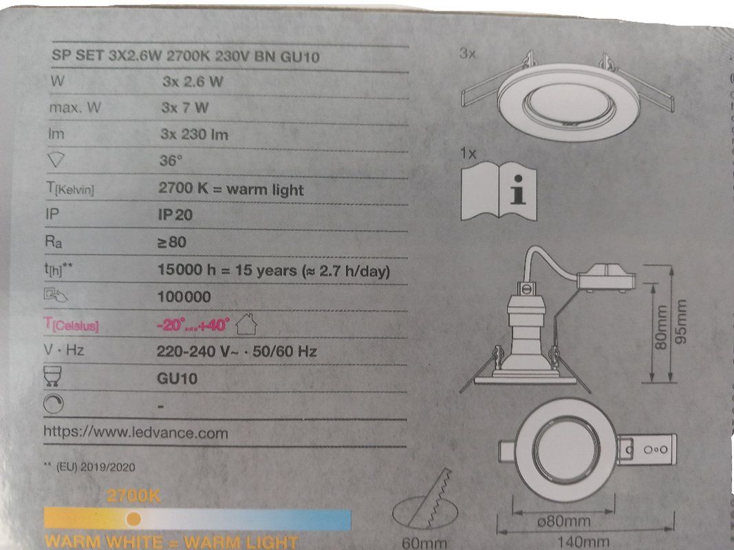 Osram Lampade: LEDVANCE 3x Spotlight Recess Set – Nuovo (secondo la descrizione) da Hünenberg venduto da Restwert_Zug 7