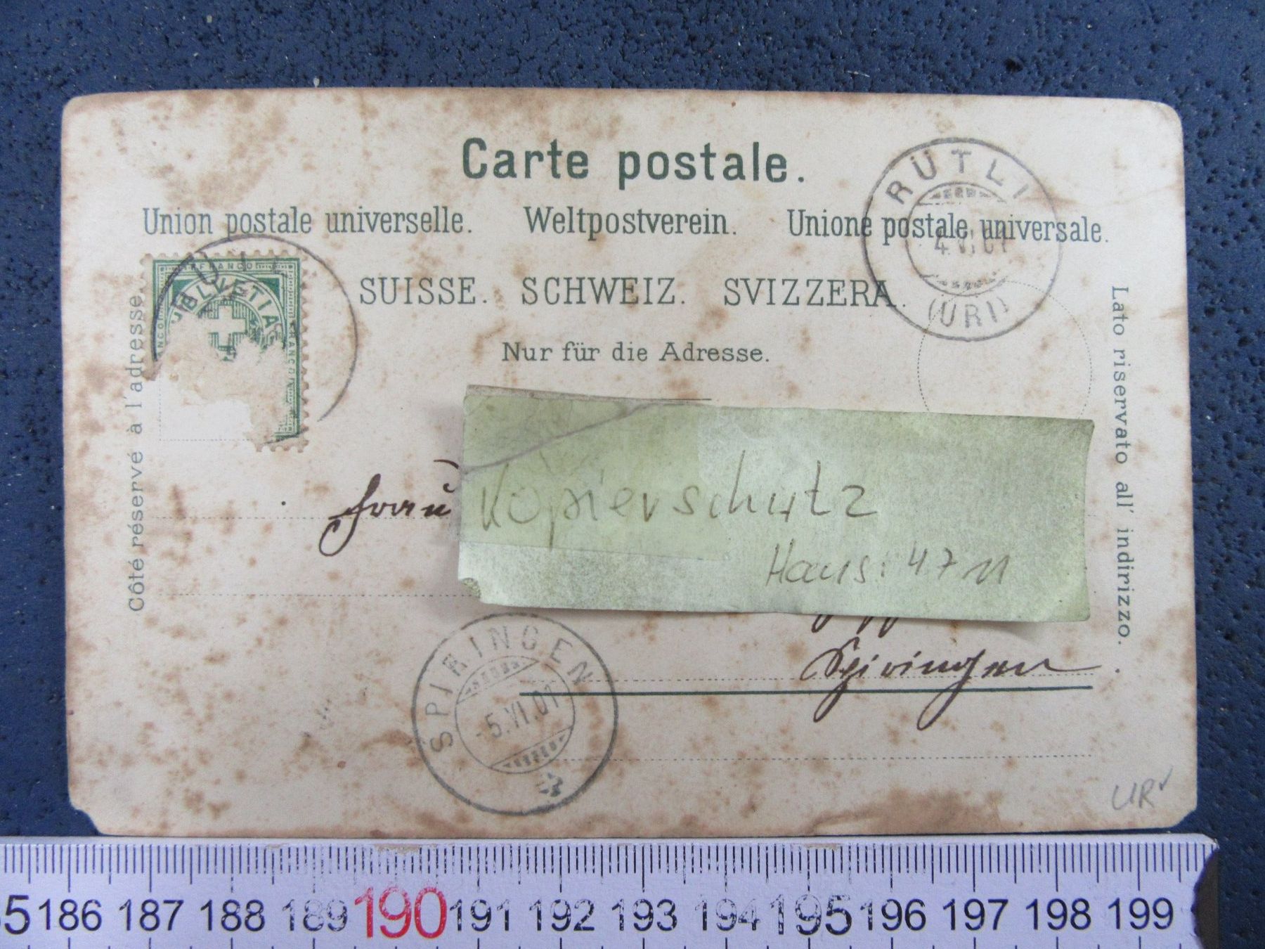 Cartoline postali: RÜTLI 1901 URI AK FLECKIG ECKE AB – Usato da Ettingen venduto da Hausi4711 1