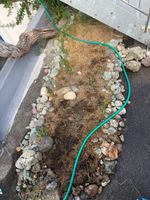 Steine Natursteine für den Garten mit Erde und Baumstamm