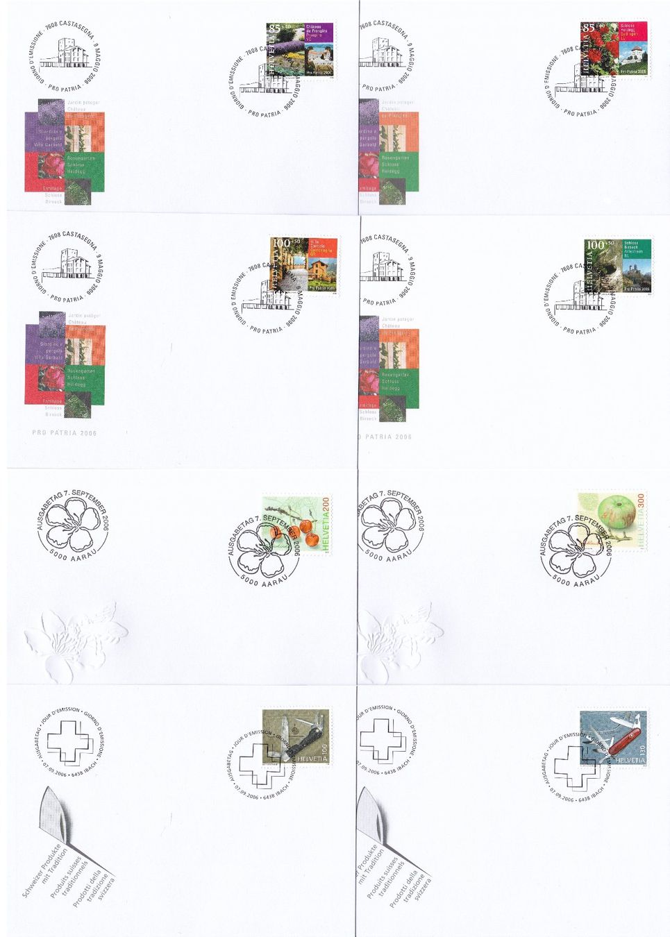 Tutti i francobolli: 56 Stk. CH FDCs, 2006 & 2007 – Usato da Münchwilen AG venduto da Nesar 2
