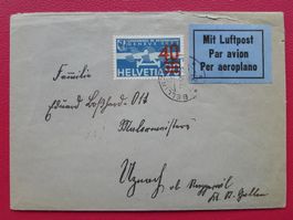 1938: FLUGPOST-BRIEF: F24a Einzelfrankatur, Kat: 1200.- rar!