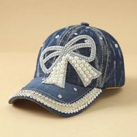 Baseballkappe Jeansstoff Schleife Perlen - Casquette