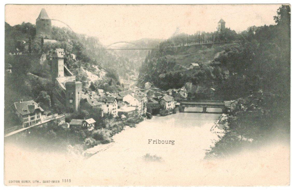 Cartoline postali: AK Fribourg 1901 – Usato da Zürich venduto da tol_b7c7