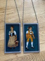 2 kl. Glasbilder Trachten