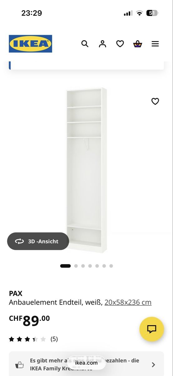 Ikea Armadi: Anbauelement Endteil PAX – Nuovo e nell'imballaggio originale da Thundorf venduto da lar_fyq8