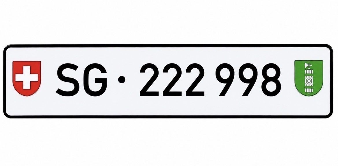 Insegne: Kontrollschild SG 222 998 – Usato da St. Gallen venduto da bes_fr8d