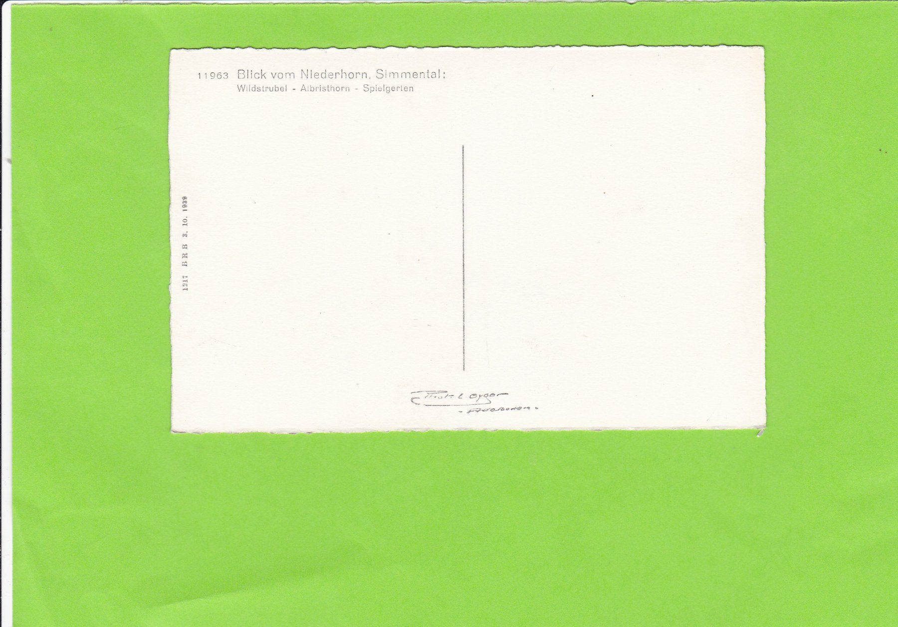 Cartoline postali: Blick vom Niederhorn, Simmental--E. Gyger – Usato da St. Peterzell venduto da neckertal 1