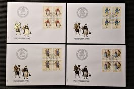 1990 4 FDC Viererblöcke Ausrufbilder