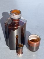 Antike Apothekerflasche aus Braunglas – Set mit Ausguss-Stop