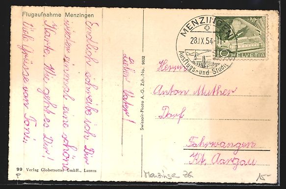 Cartoline postali: Menzingen, Teilansicht, Fliegeraufnahme – Usato da Berlin venduto da bartko-reher 1