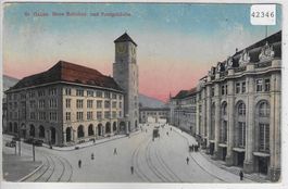 St. Gallen - Neue Bahnhof- und Postgebäude - Litho