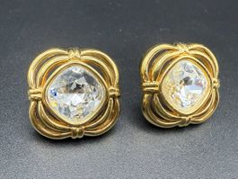Elegante vergoldene Swarovski Ohrringe, Vintage
