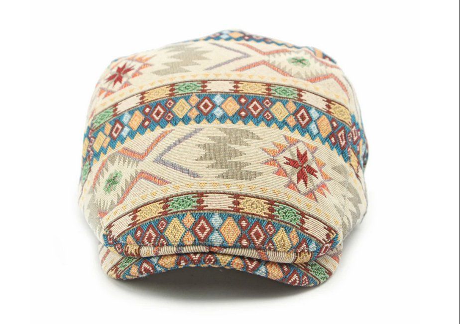 Copricapi, berretti & cappellini: Baskenmütze im böhmischen Jacquard Stil – Nuovo e nell'imballaggio originale da Lausanne venduto da FASHION-WORLD-SHOP 1