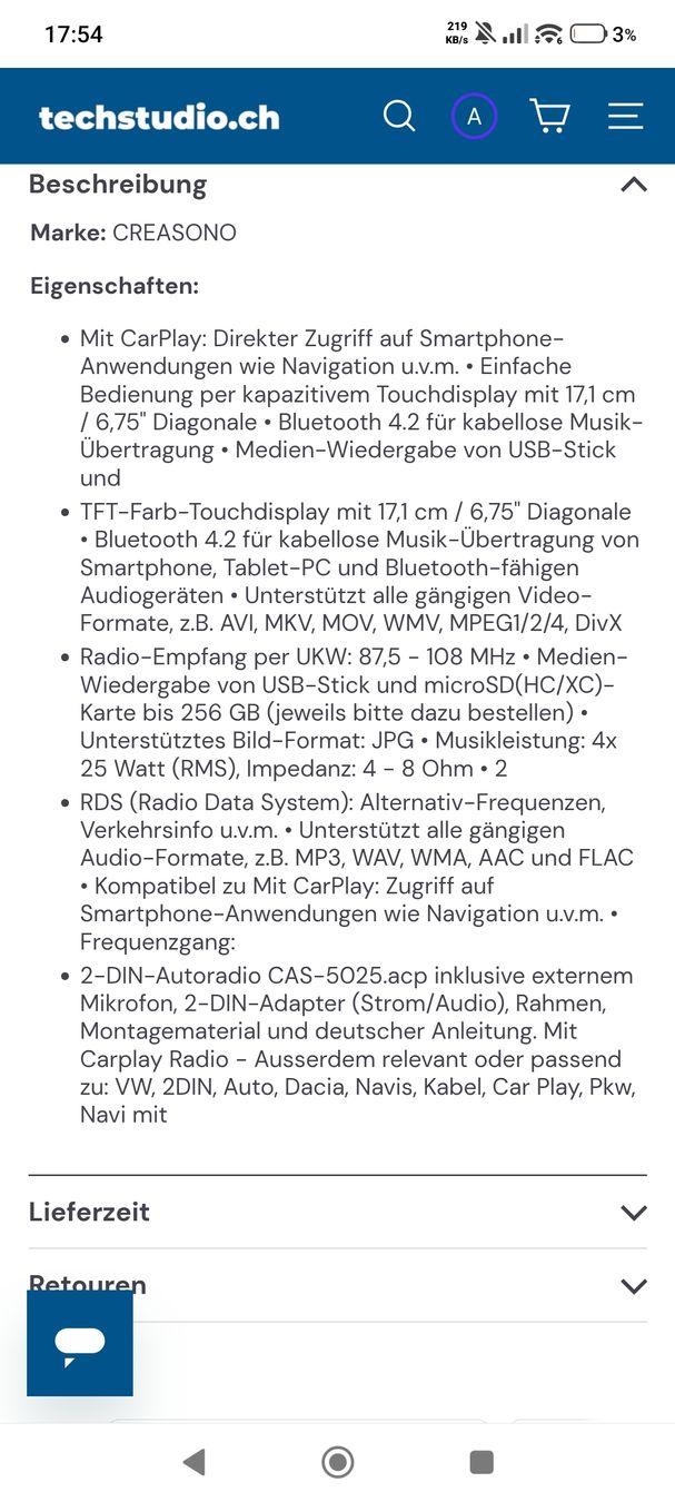 Radios: Autoradio 2Din, 17cm Display, Apple Play – Neu und originalverpackt aus Zollikofen von Bagga1981 1