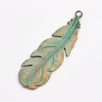 Grosser Anhänger Feder antik Bronze 57x18mm , 1 Stück