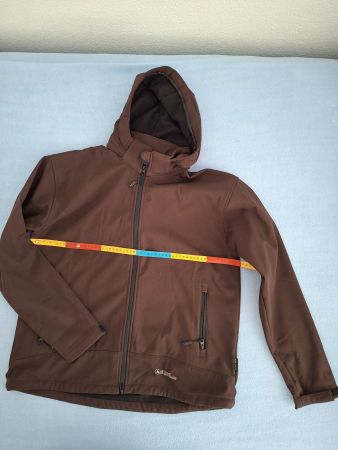 Softshelljacke gefüttert dunkelbraun mit Kapuze