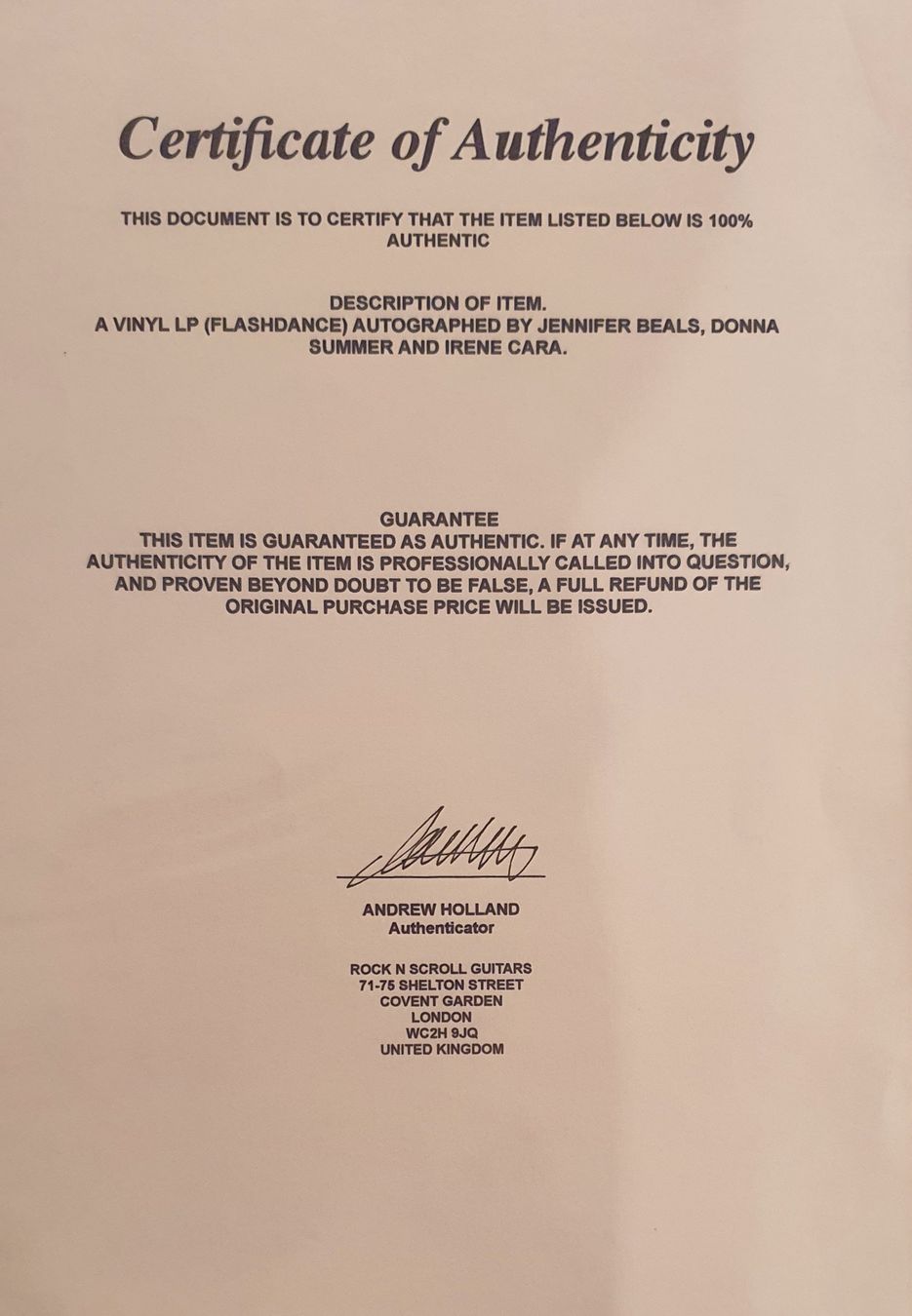 Schallplatten: Orig. Flashdance LP mit J. Beals, D. Summer + I. Cara Sig. – Neu (gemäss Beschreibung) aus Feldbach von gardenmagic 4