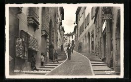 AK Lugano, Via Cattedrale, 1937