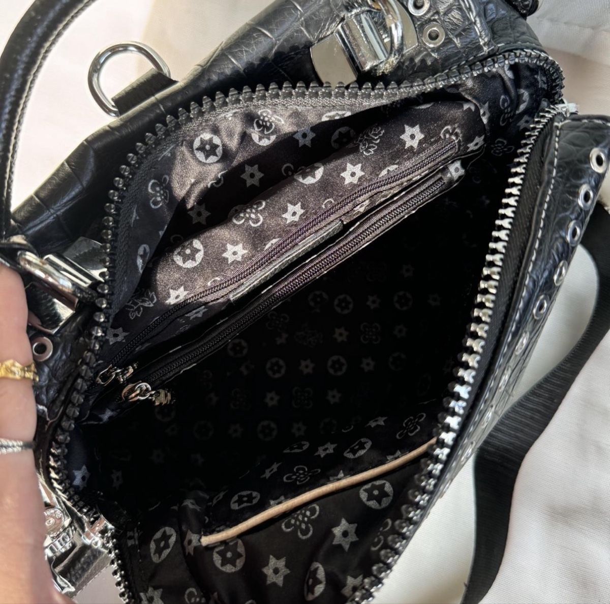 Borse da donna: Schwarze leder Handtasche in Kroko Optik – Nuovo (secondo la descrizione) da Spreitenbach venduto da aar_zs8f 1