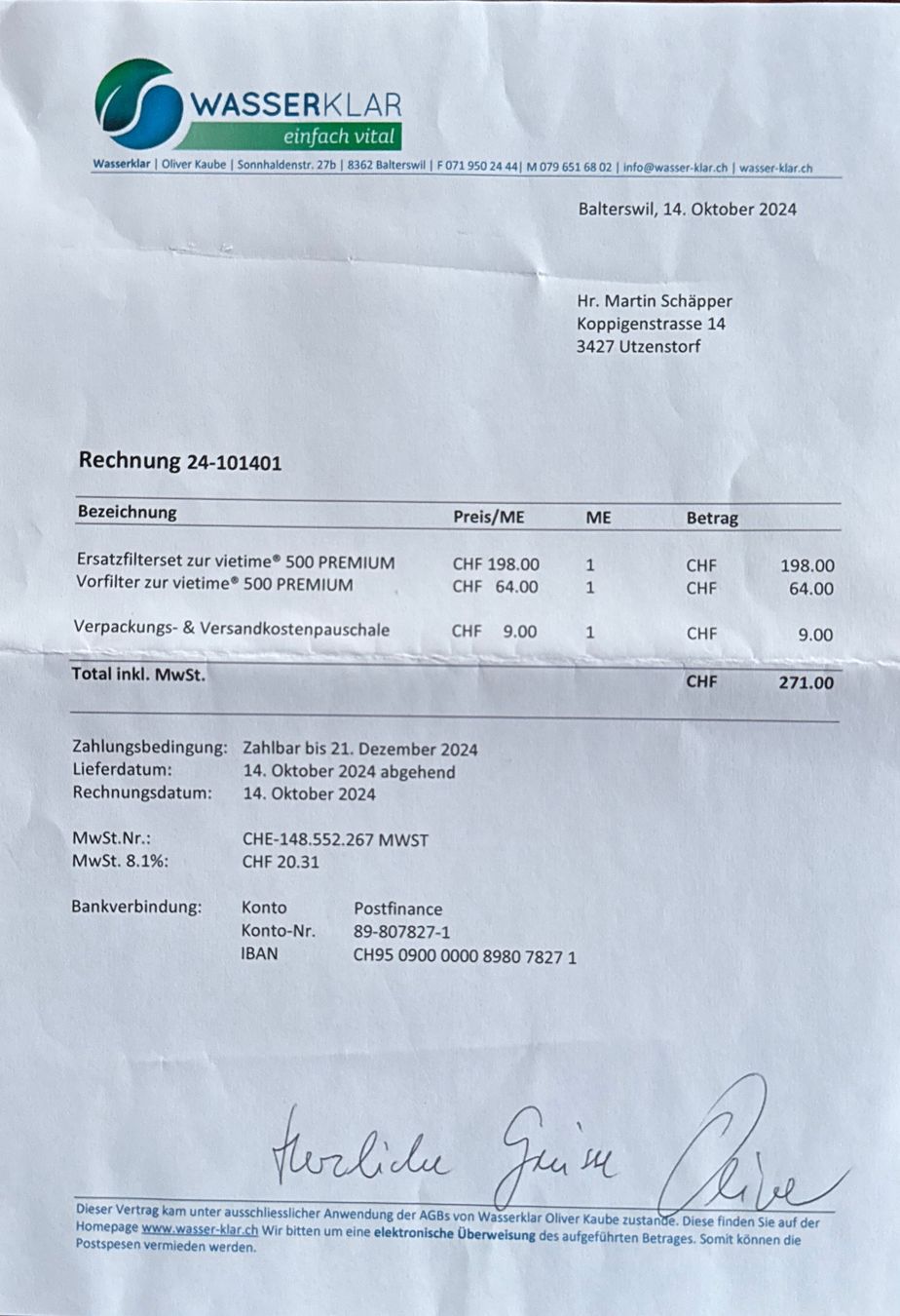 Bücher: Wasserfilter Vietime 500 premium gebraucht – Gebraucht aus Biberist von Reto29 3
