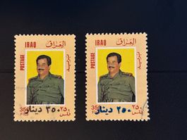 Briefmarken Irak - Saddam Hussein mit Überschrift 1995