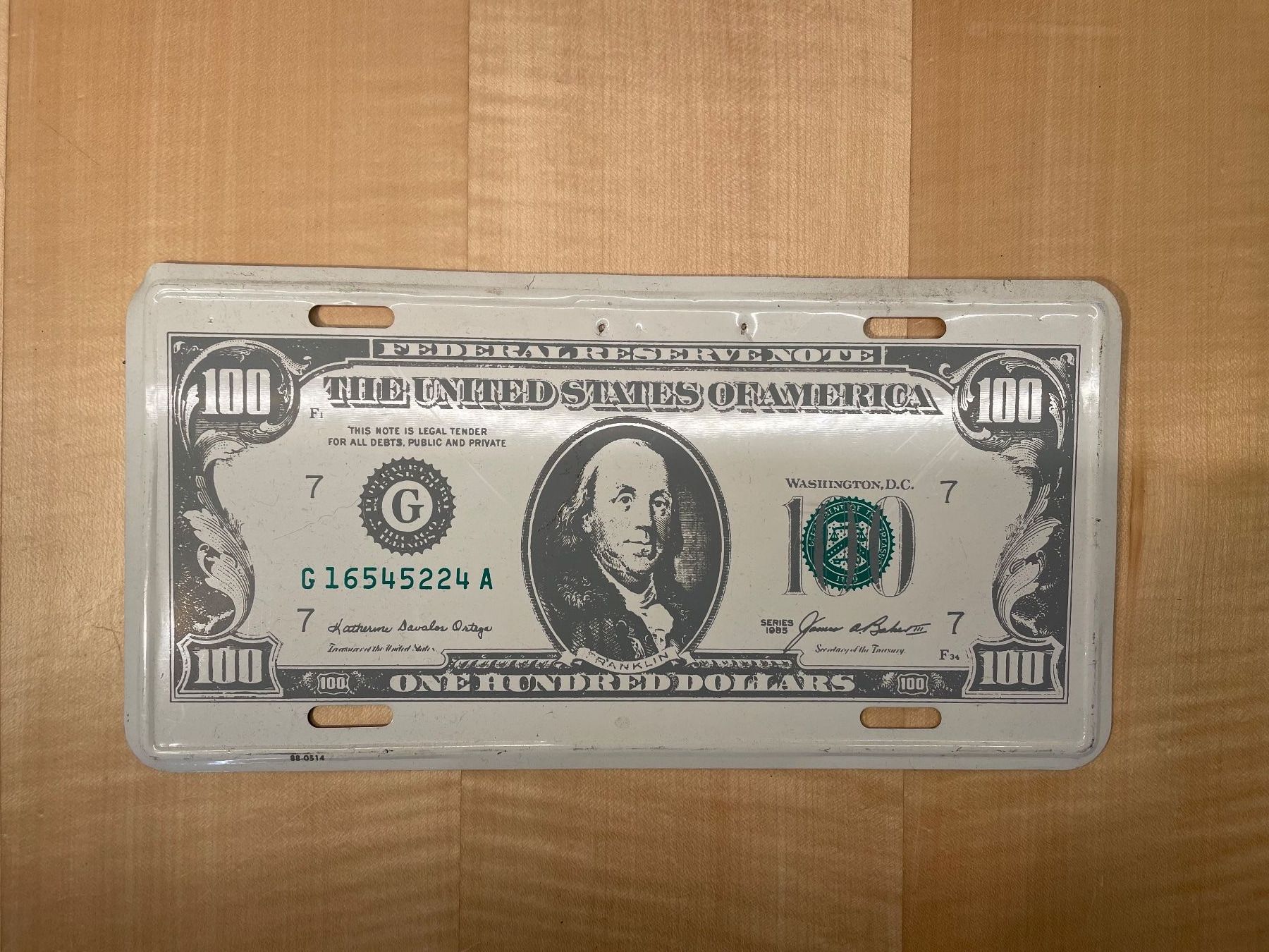 Insegne: Nummernschild  "100 DOLLAR" – Usato da Schafhausen i.E. venduto da prodigy21
