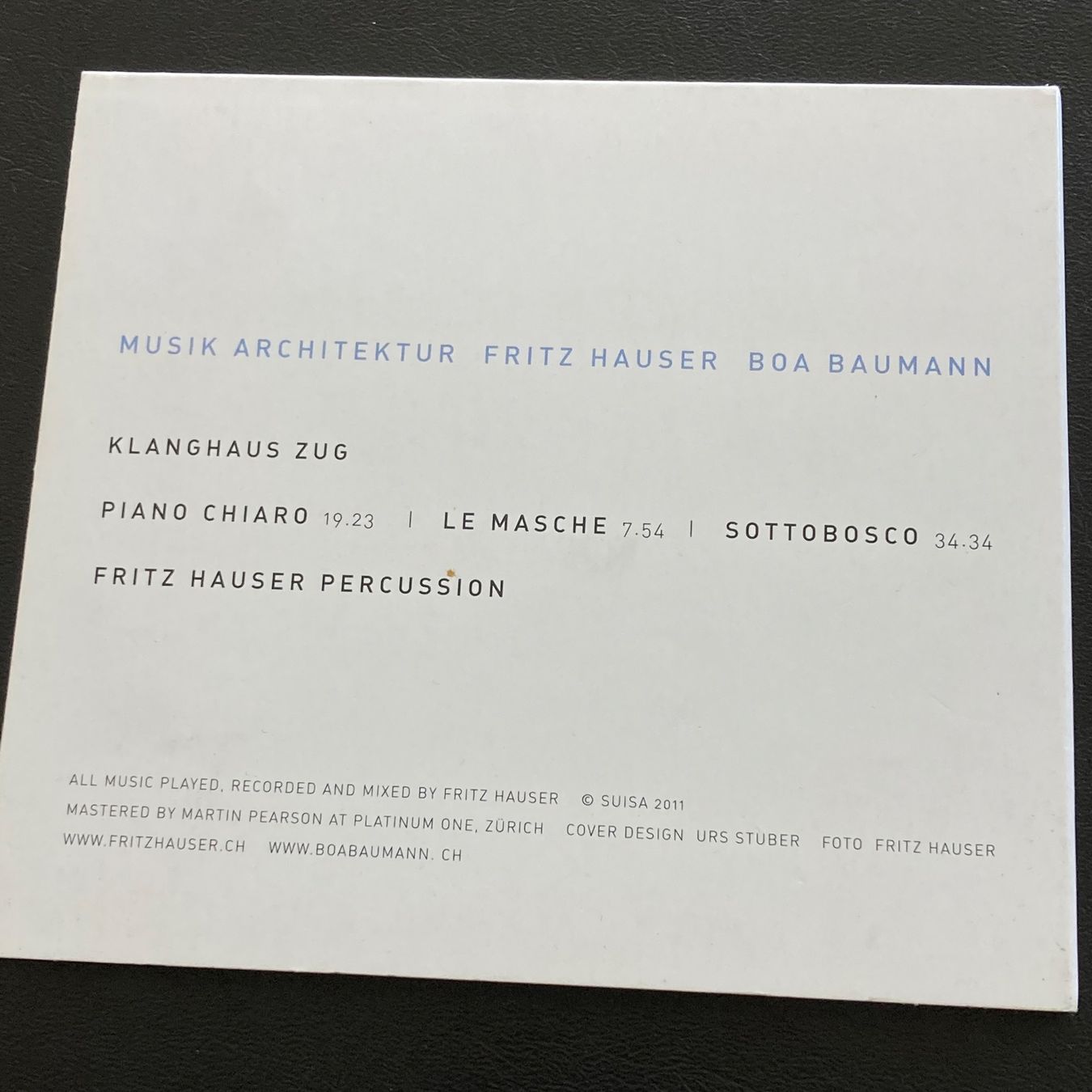 CD: Fritz Hauser - Klanghaus Zug – Usato da Bern venduto da Ntsamina 1