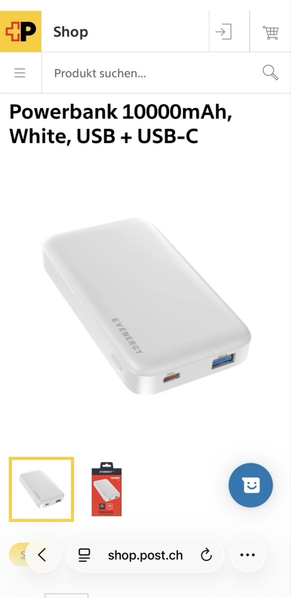 Ladegeräte: Powerbank 10000mAh, White, USB + USB-C – Neu und originalverpackt aus Richterswil von philip75