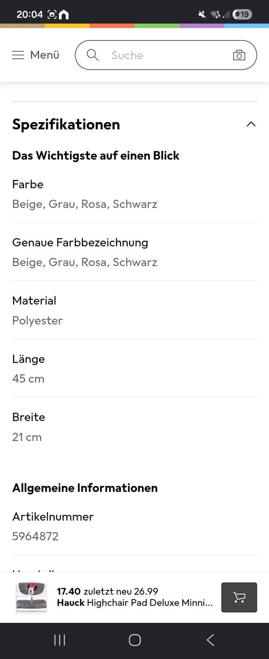 Hauck Hochstühle: Hauck Sitzkissen – Gebraucht aus Algetshausen von Martina89 2