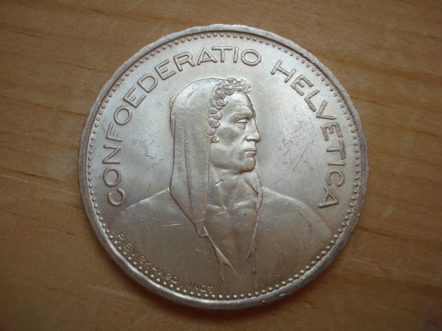 Tutti le monete: (A1)  5  Franken  1933  STGL – Usato da Erlach venduto da Net-Coins 1