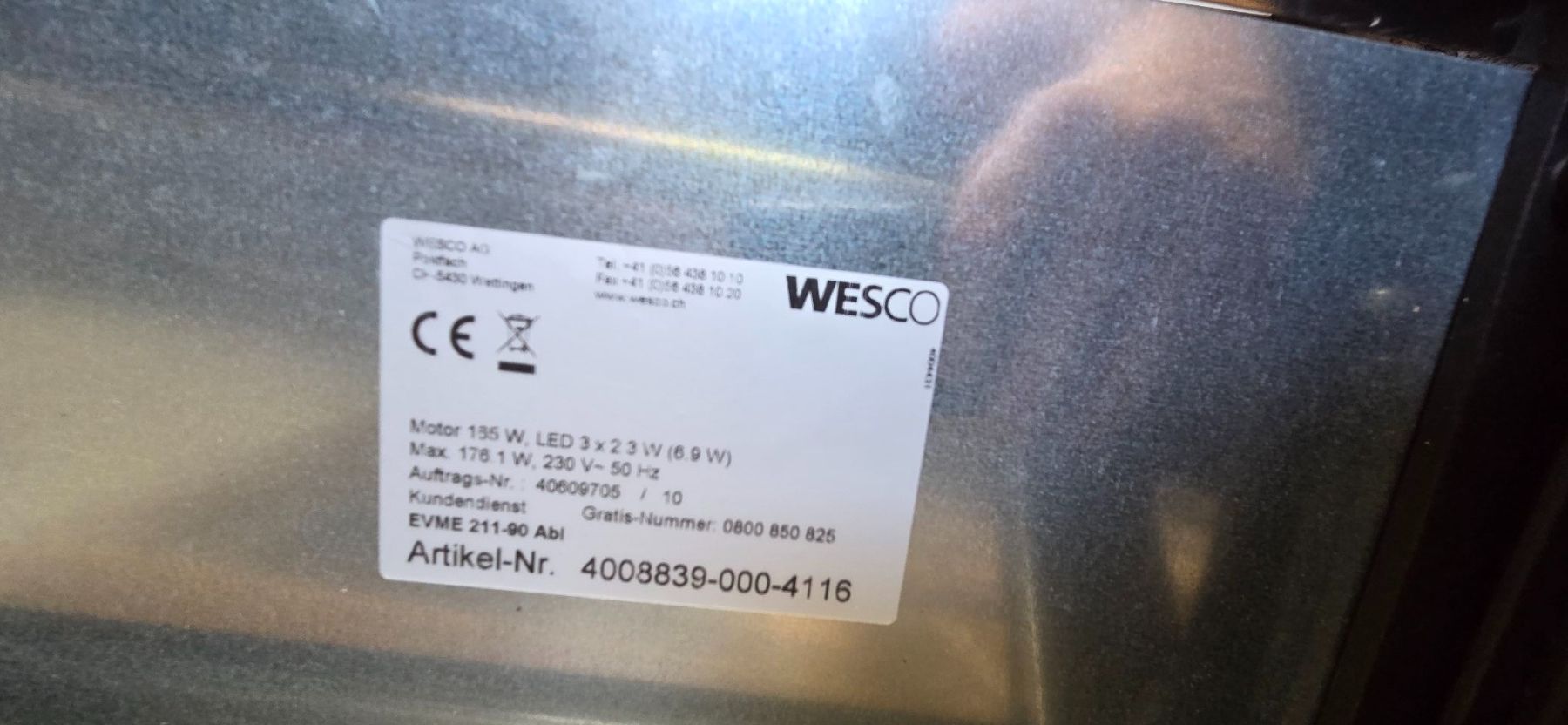 Wesco Cappe di aspirazione: Wesco EVME 211-90 Abluft DUNSTABZUGSHAUBEN – Nuovo (secondo la descrizione) da Stans venduto da Baggenstos11 7