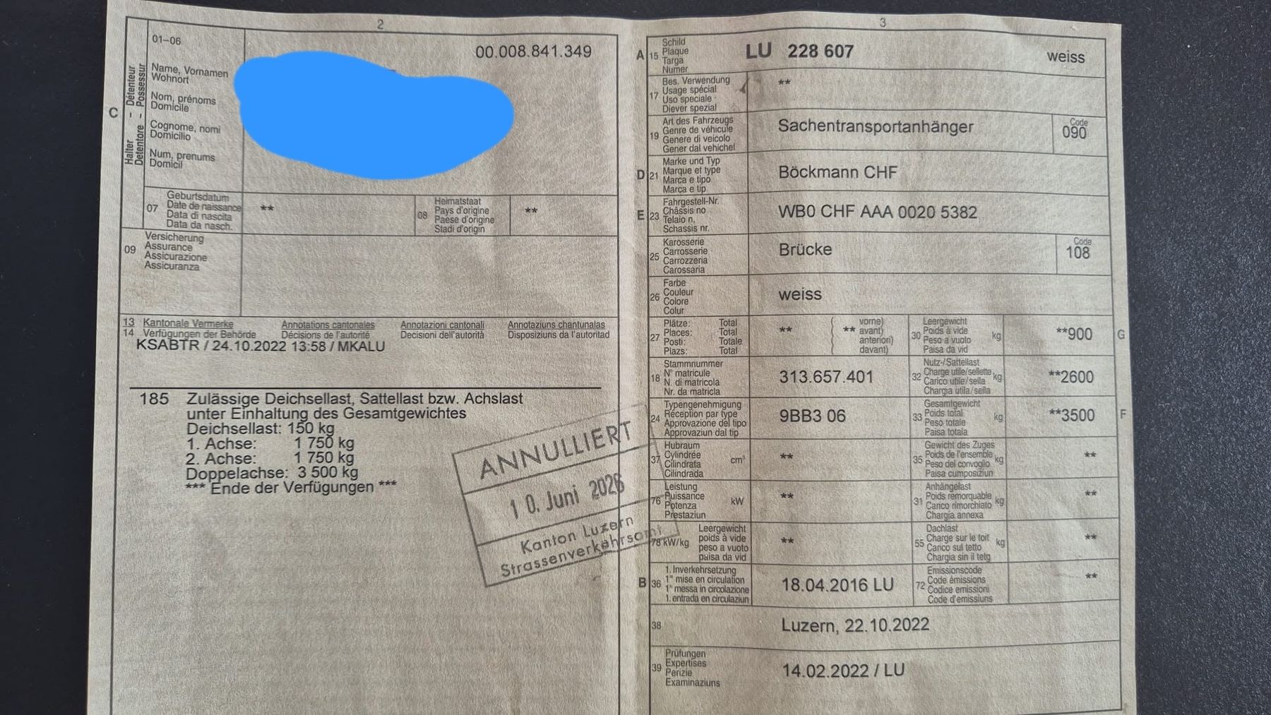 Böckmann Rimorchi: Böckmann Anhänger – Usato da Escholzmatt venduto da Fiat500dt 4